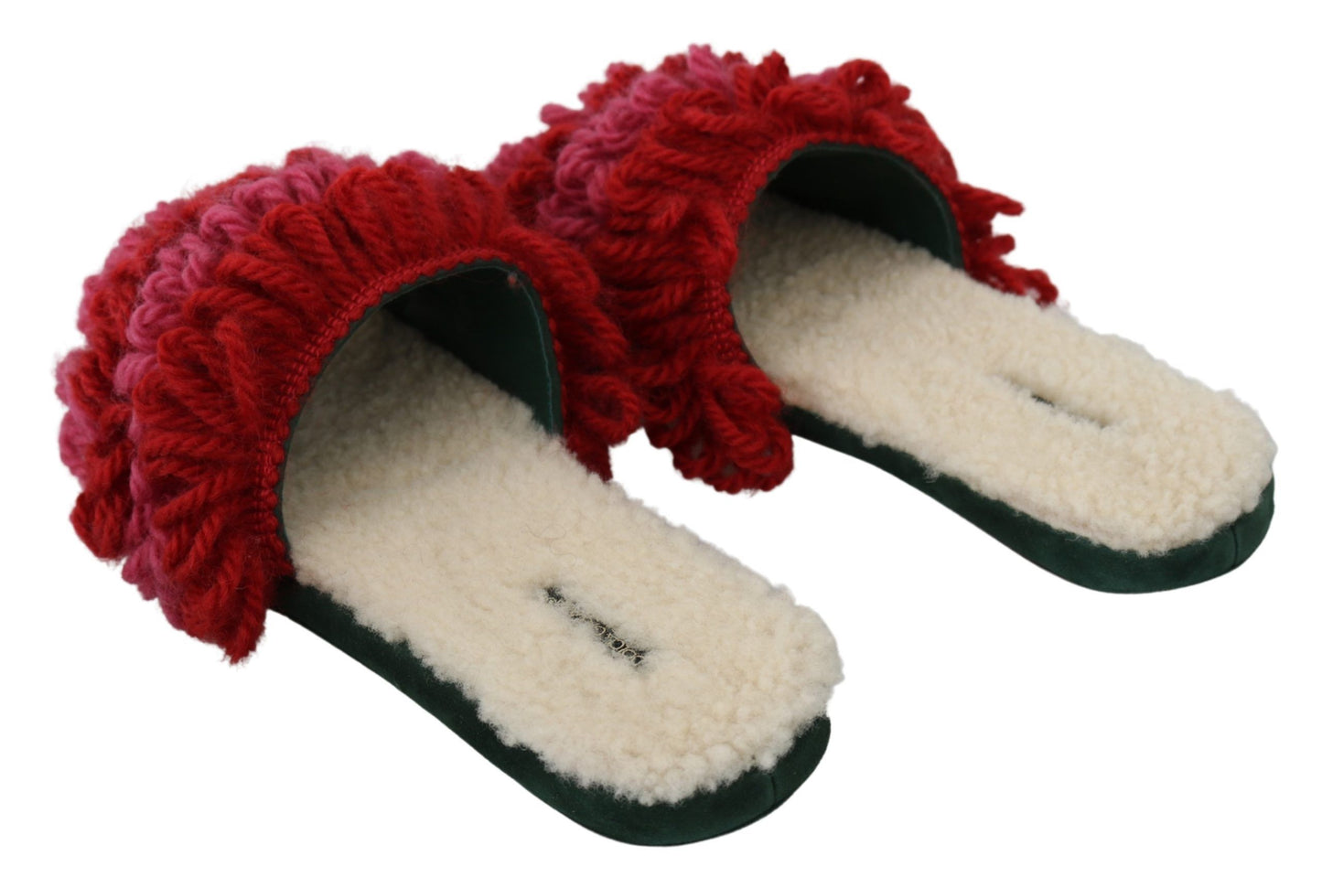 Dolce & Gabbana Chic Red Suede Slippers with Shearling Lining