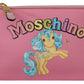 Moschino Elegant Light Pink Leather Clutch Bag