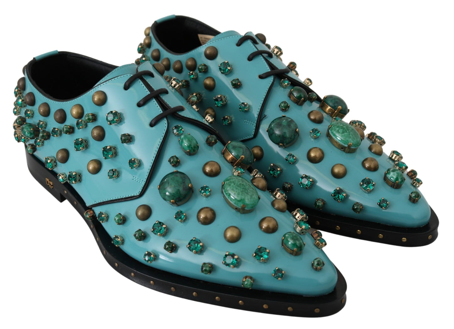 Dolce & Gabbana Elegant Blue Crystal-Embellished Flats