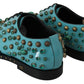 Dolce & Gabbana Elegant Blue Crystal-Embellished Flats