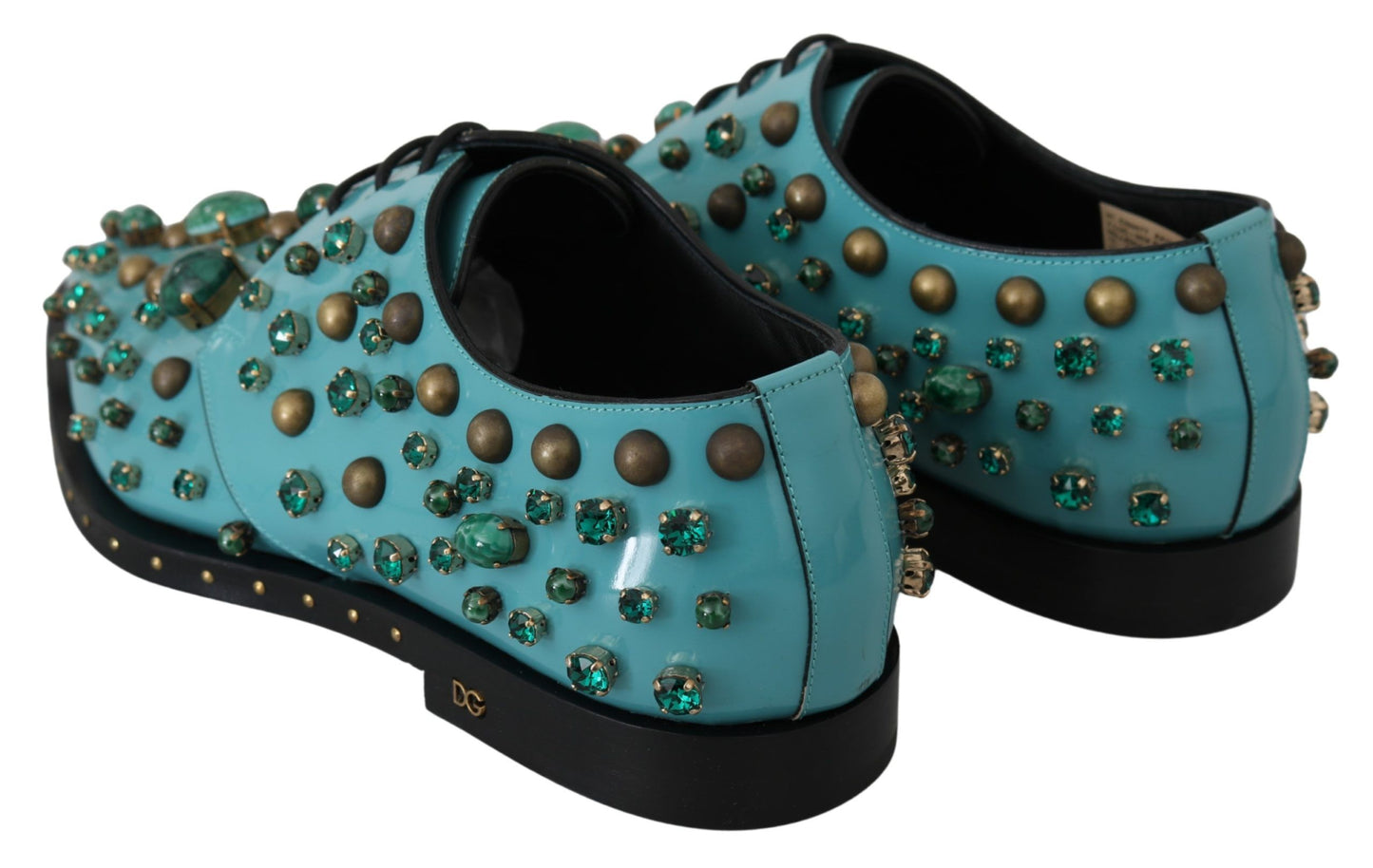 Dolce & Gabbana Elegant Blue Crystal-Embellished Flats