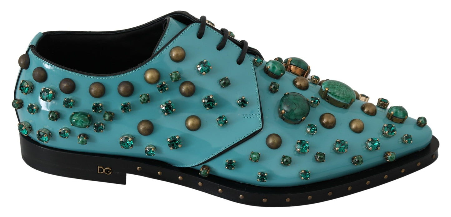 Dolce & Gabbana Elegant Blue Crystal-Embellished Flats