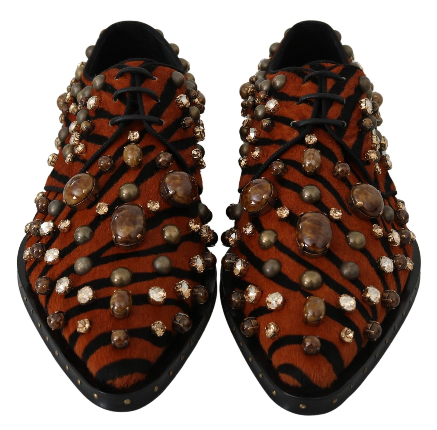 Dolce & Gabbana Tiger Pattern Crystal Embellished Flats