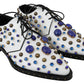 Dolce & Gabbana Elegant White Leather Dress Shoes With Crystals