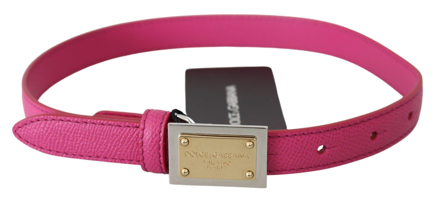 Dolce & Gabbana Elegant Pink Leather Belt with Gold Buckle