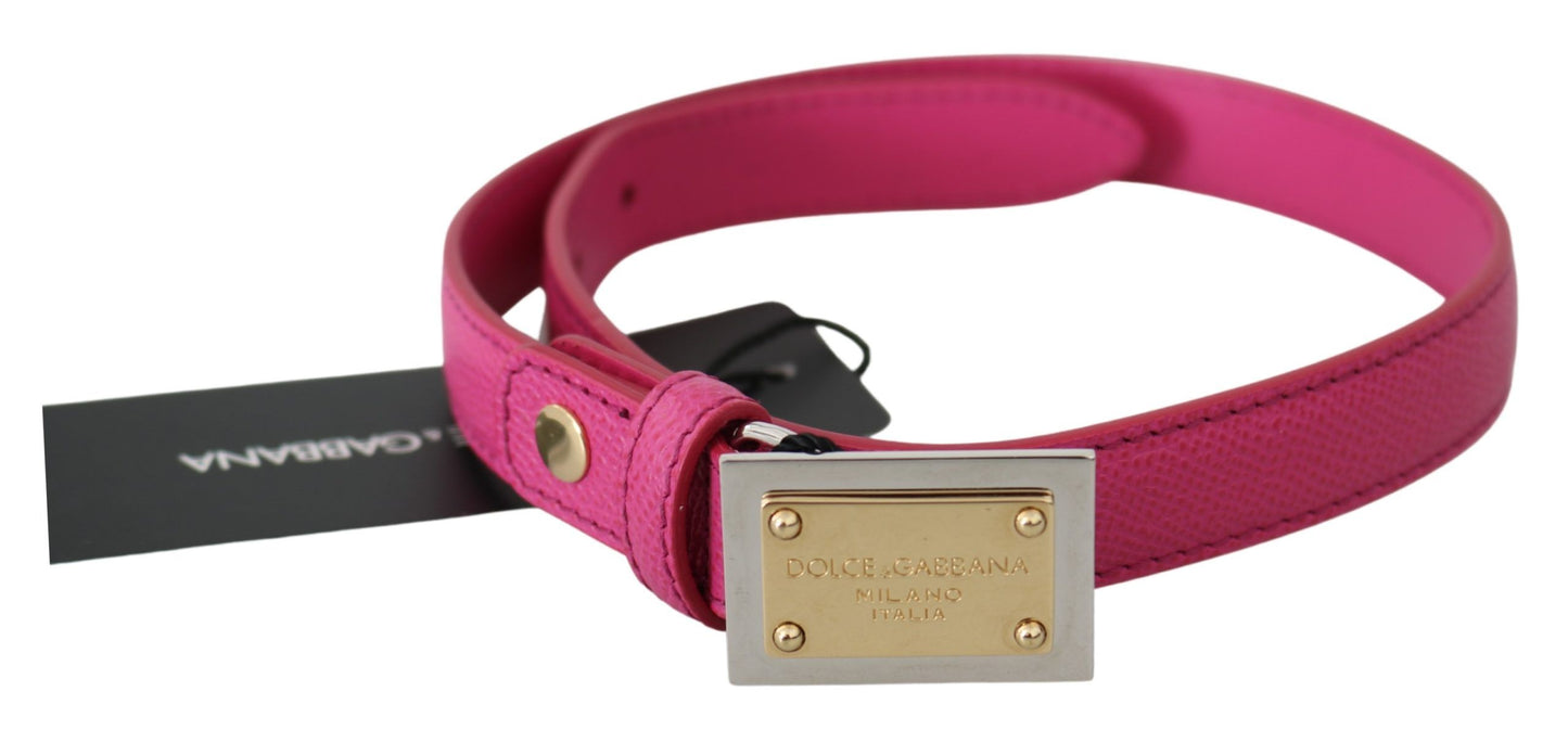 Dolce & Gabbana Elegant Pink Leather Belt with Gold Buckle