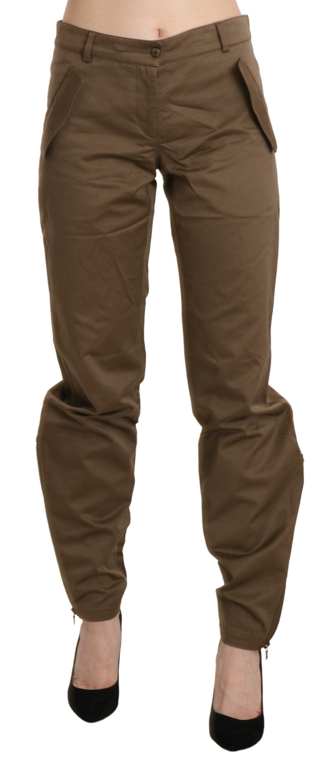 Ermanno Scervino Chic Brown Mid Waist Straight Trousers