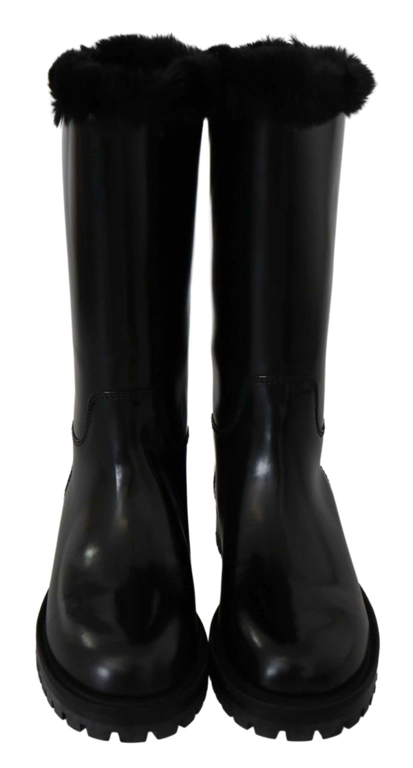 Dolce & Gabbana Elegant Black Leather Flat Boots