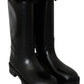 Dolce & Gabbana Elegant Black Leather Flat Boots