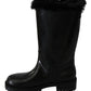 Dolce & Gabbana Elegant Black Leather Flat Boots