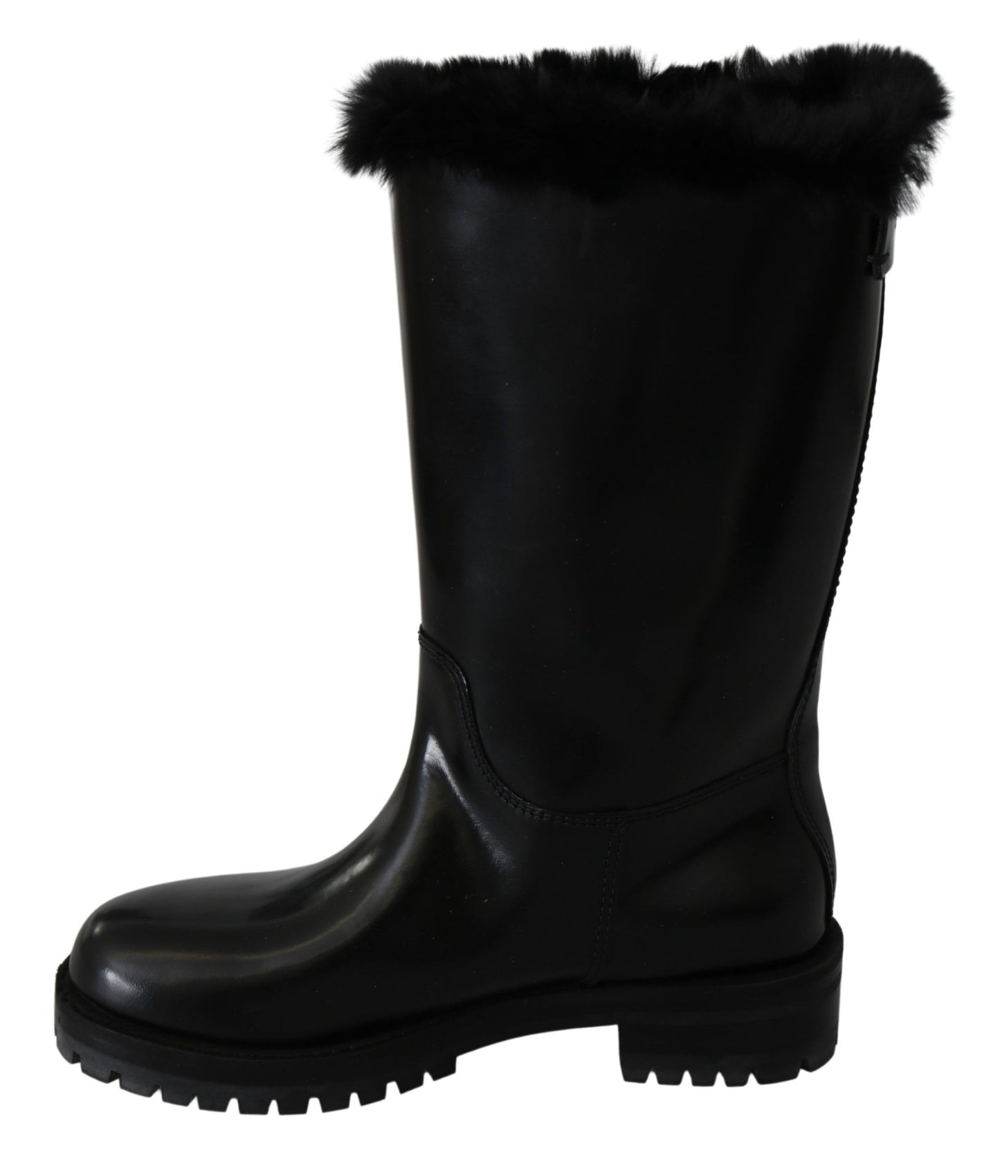 Dolce & Gabbana Elegant Black Leather Flat Boots