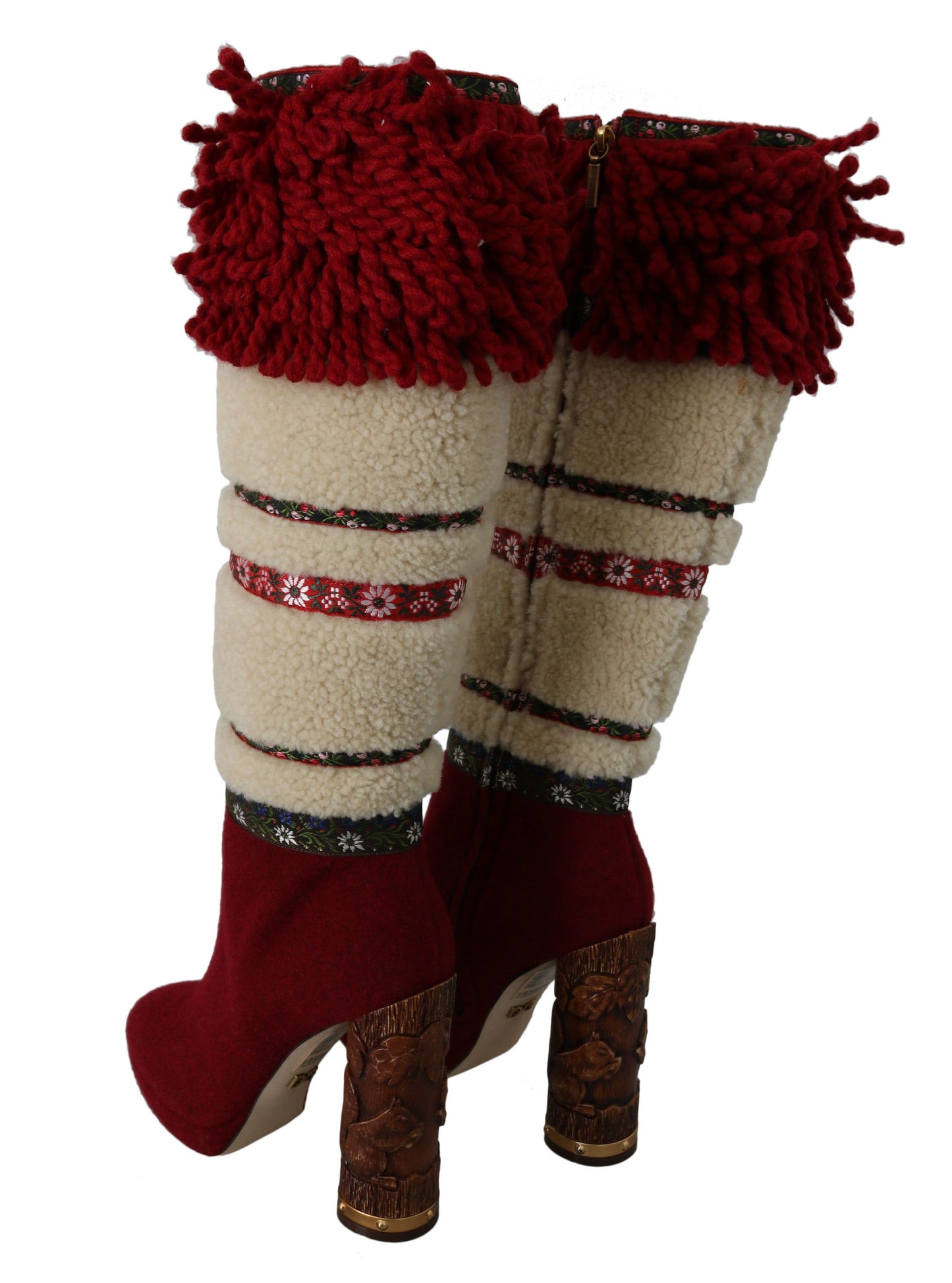 Dolce & Gabbana Chic Multicolor Shearling High Heel Boots