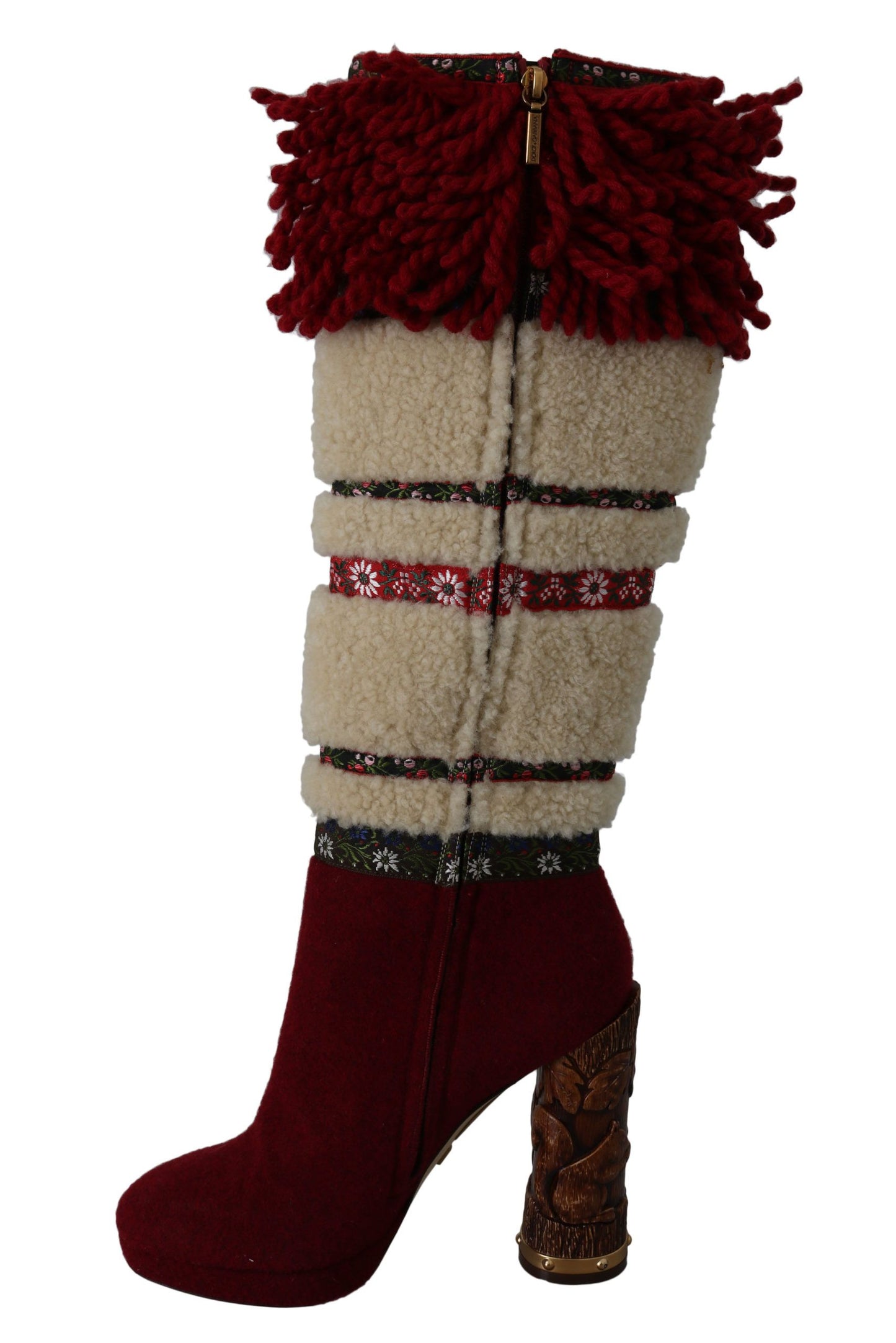 Dolce & Gabbana Chic Multicolor Shearling High Heel Boots