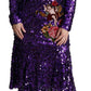 Dolce & Gabbana Glittering Purple Sequined Maxi Dress