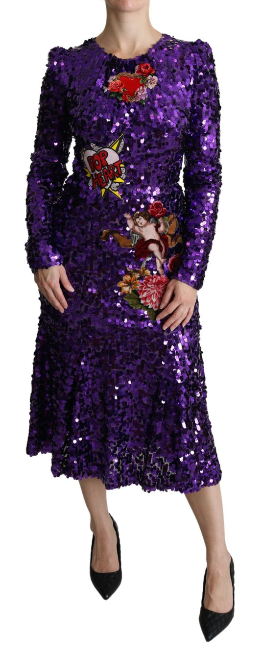 Dolce & Gabbana Glittering Purple Sequined Maxi Dress