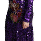 Dolce & Gabbana Glittering Purple Sequined Maxi Dress