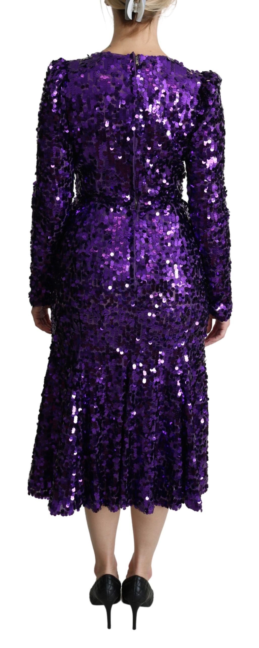 Dolce & Gabbana Glittering Purple Sequined Maxi Dress