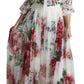 Dolce & Gabbana Elegant Floral Scarf Neck Pleated Gown