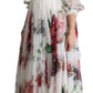 Dolce & Gabbana Elegant Floral Scarf Neck Pleated Gown