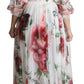 Dolce & Gabbana Elegant Floral Scarf Neck Pleated Gown