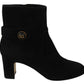 Dolce & Gabbana Elegant Black Suede Mid-Calf Boots