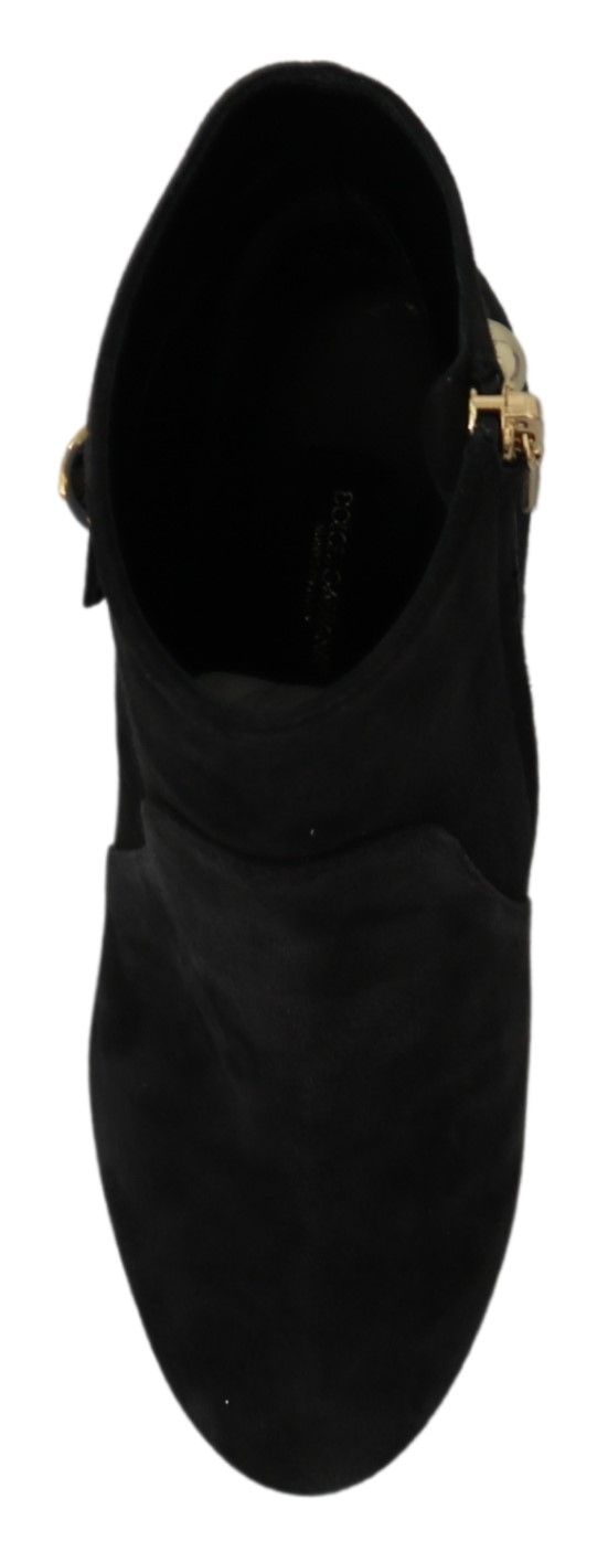 Dolce & Gabbana Elegant Black Suede Short Boots