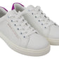 Dolce & Gabbana Chic White Leather Sneakers with Purple Accents