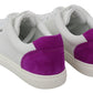 Dolce & Gabbana Chic White Leather Sneakers with Purple Accents