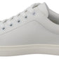 Dolce & Gabbana Chic White Leather Sneakers with Purple Accents