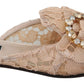 Dolce & Gabbana Pink Peach Crystal-Embellished Slide Flats