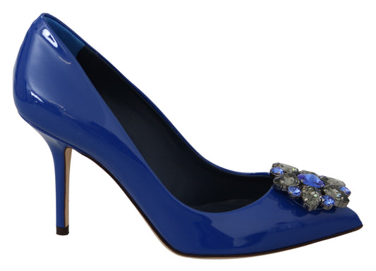 Dolce & Gabbana Electric Blue Patent Leather Pumps with Crystals