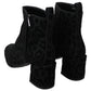 Dolce & Gabbana Elegant Black Leopard Print Short Boots