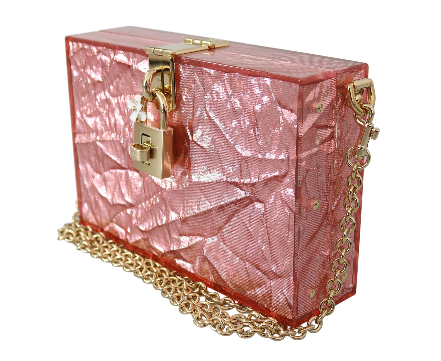 Dolce & Gabbana Elegant Rose Pink Metallic Sheen Box Bag