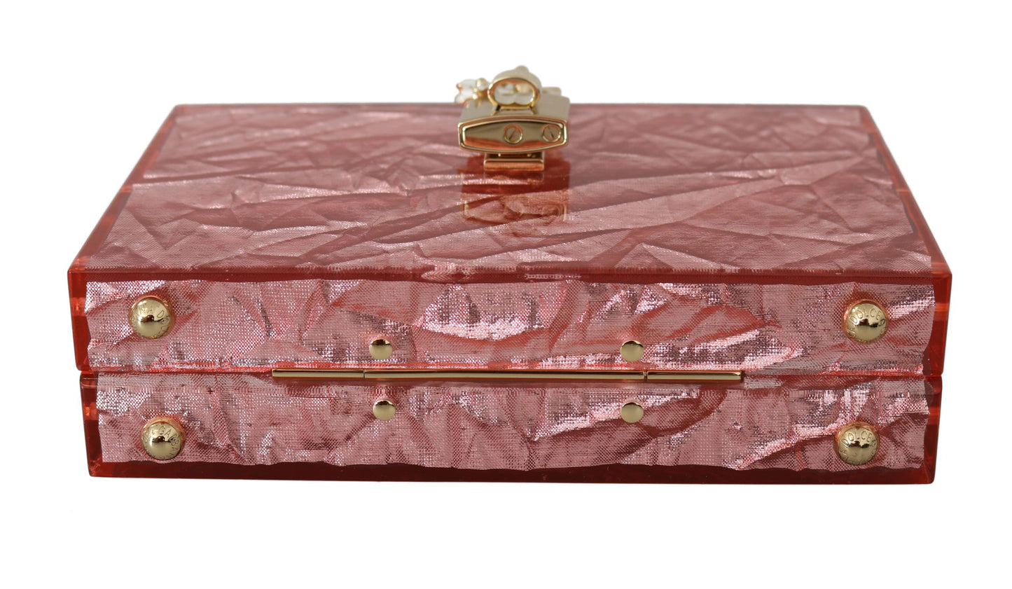 Dolce & Gabbana Elegant Rose Pink Metallic Sheen Box Bag