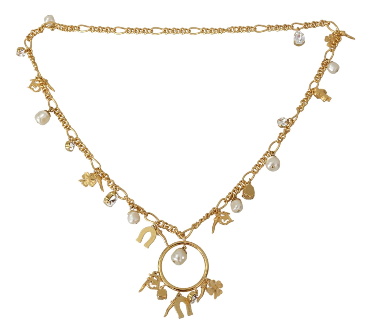 Dolce & Gabbana Gold-Tone Crystal Charm Necklace