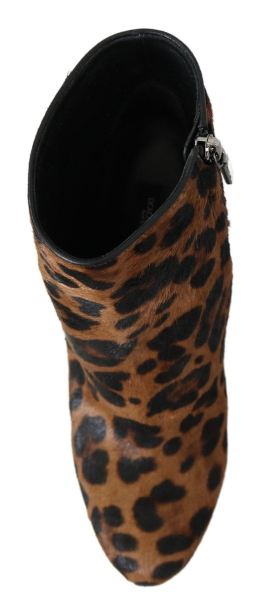 Dolce & Gabbana Leopard-Print Calf Hair Ankle Boots