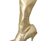 Dolce & Gabbana Elegant Gold Ankle Boots Socks with Rhinestones