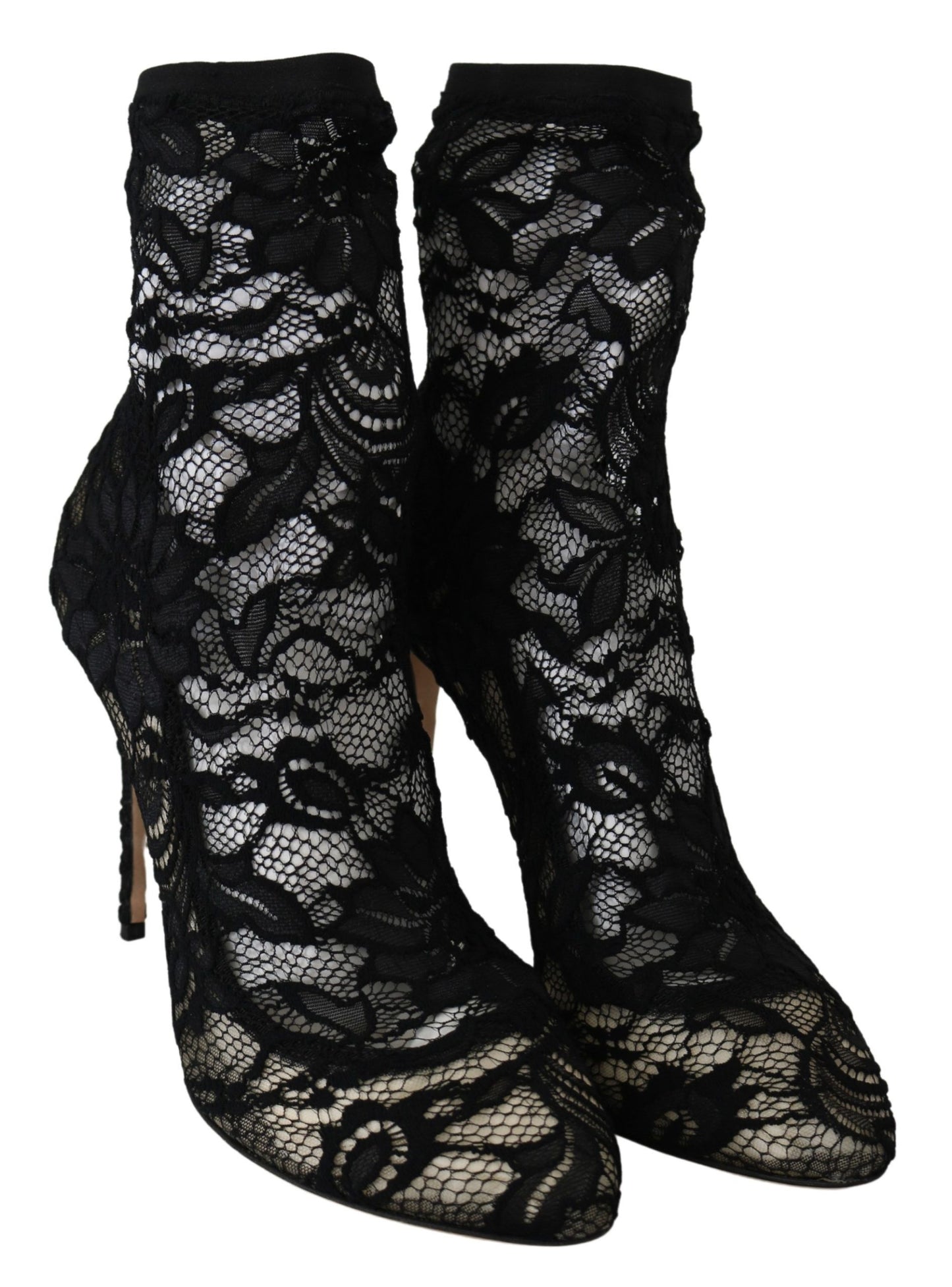 Dolce & Gabbana Elegant Black Lace Stiletto Ankle Boots