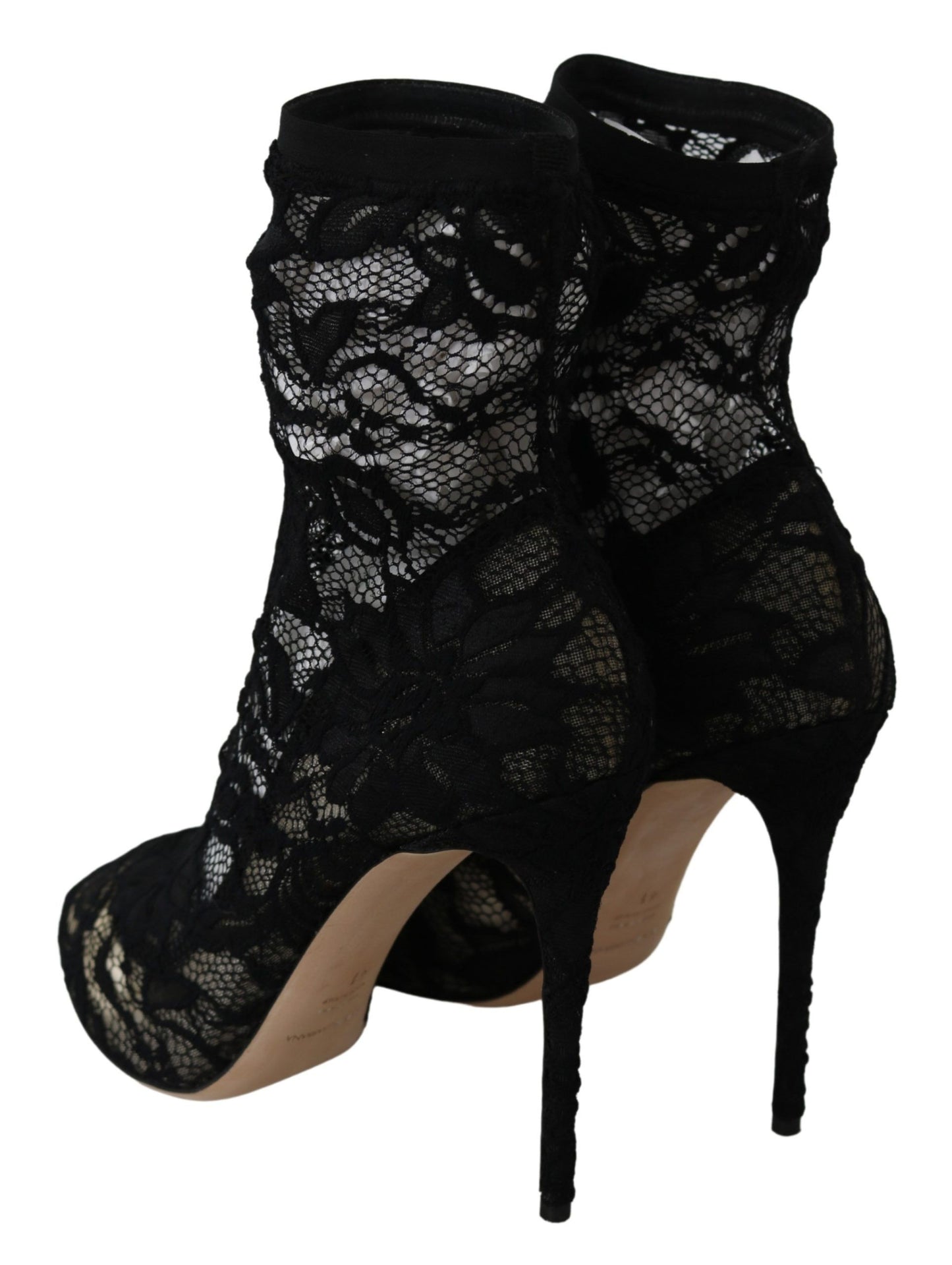 Dolce & Gabbana Elegant Black Lace Stiletto Ankle Boots