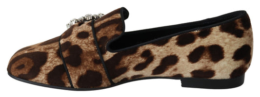 Dolce & Gabbana Leopard Print Crystal Embellished Loafers