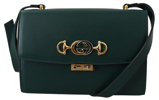 Gucci Elegant Green Leather Shoulder Bag