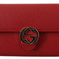 Gucci Elegant Red Leather Wallet with Iconic Interlock