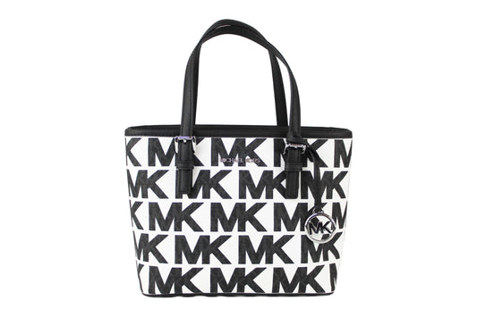 Michael Kors Jet Set Small XS Optic White Multi Carryall Convertible Tote Bag