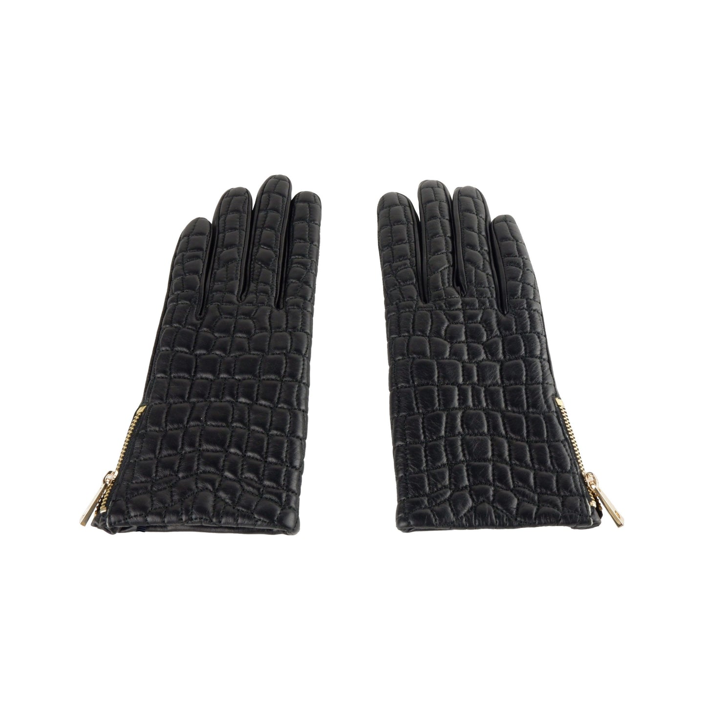 Cavalli Class Elegant Black Lamb Leather Gloves