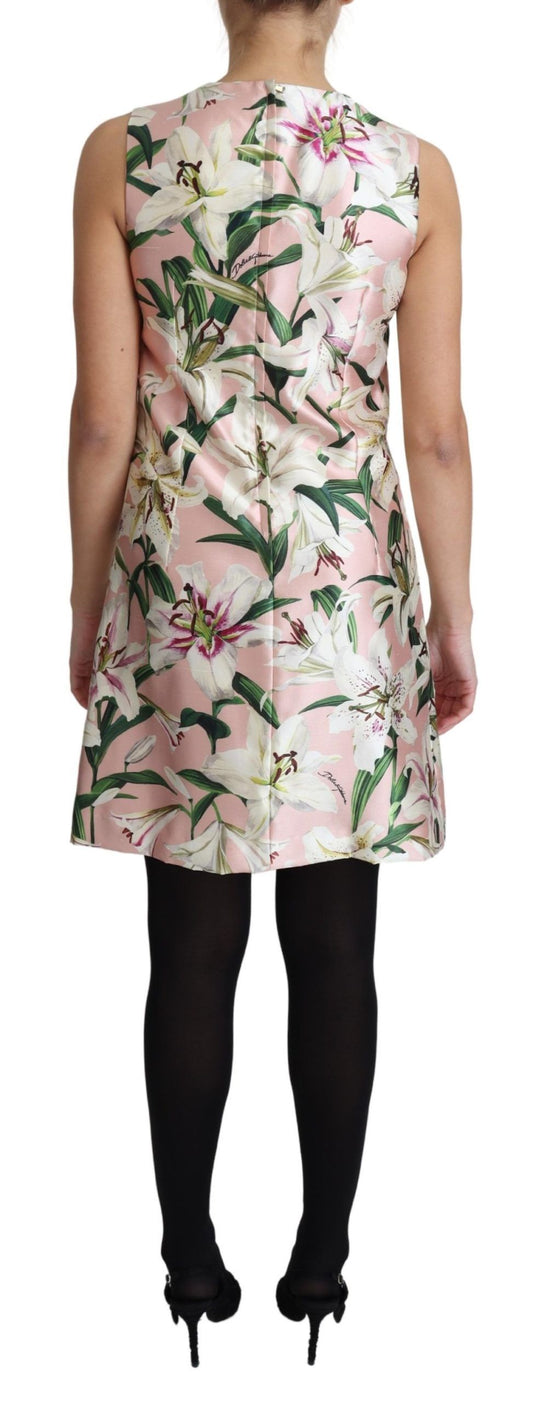 Dolce & Gabbana Floral A-Line Mini Silk Dress in Pink