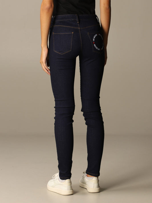 Love Moschino Chic Blue Slim Fit Denim with Logo Detail