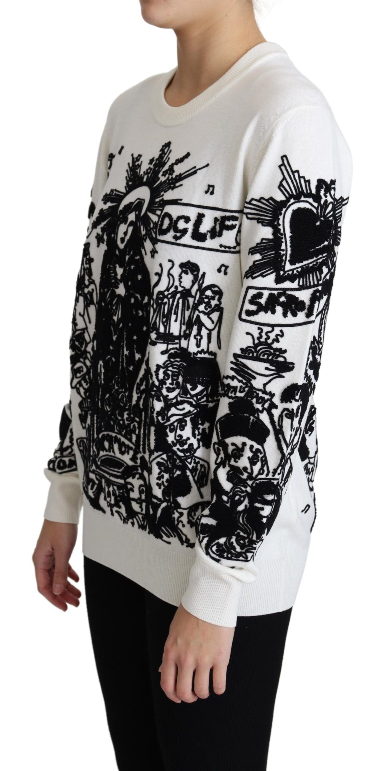 Dolce & Gabbana Embroidered Graffiti Pullover in Virgin Wool