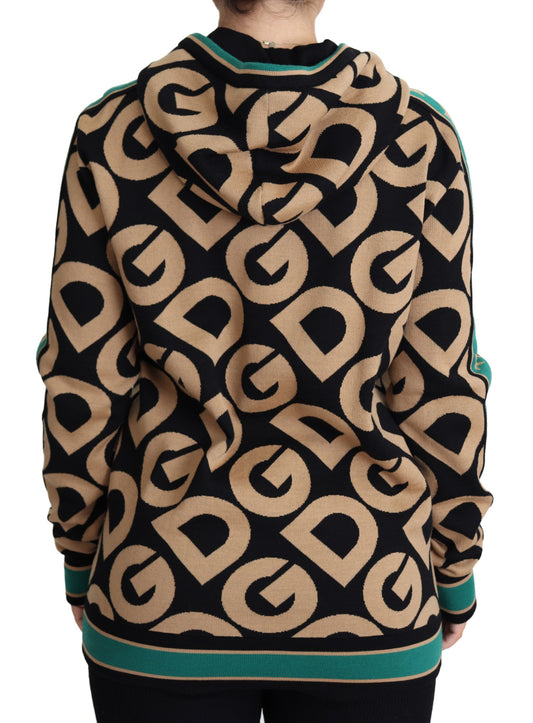 Dolce & Gabbana Multicolor Virgin Wool Hooded Sweater