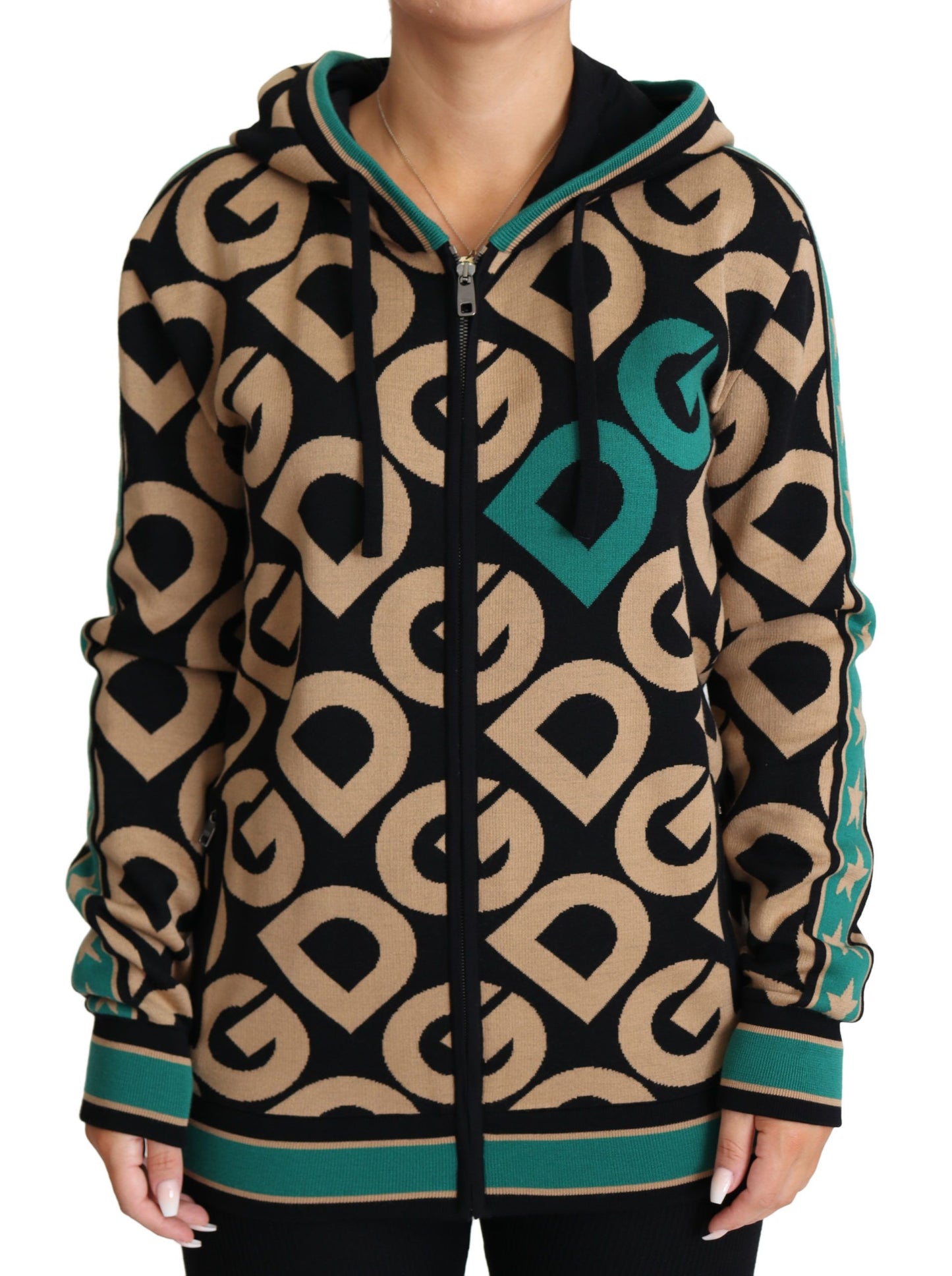 Dolce & Gabbana Multicolor Virgin Wool Hooded Sweater