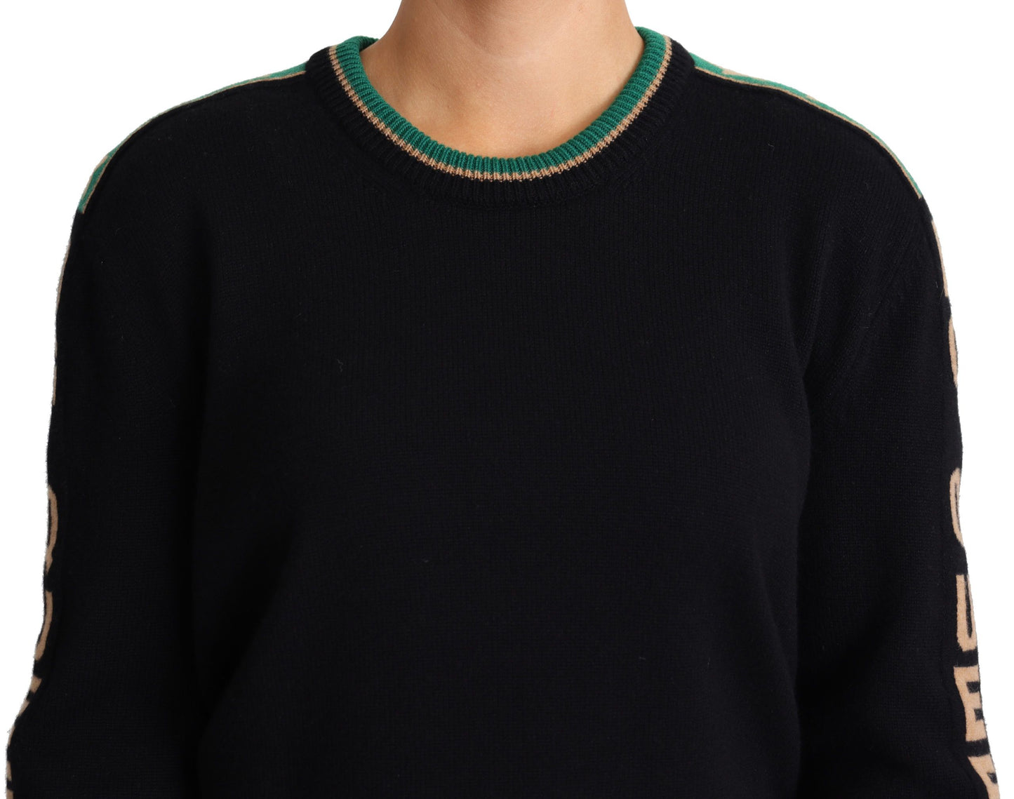 Dolce & Gabbana Elegant Black Cashmere Pullover with DG Monogram